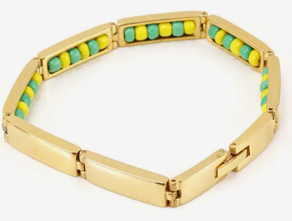 ELEGANTE PULSERA DE ORULA EN COLOR ORO POR FUERA Y ORULA POR DENTRO, UNISEX AJUSTABLE DE 14 A 21 CM.